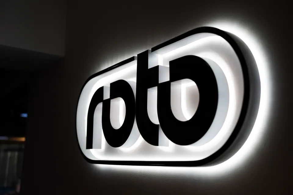 Roto back-lit logo sign with white glow